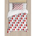 thumbnail image 1 of Mid Century Twin Size Duvet Cover Set, Big Circular Spots and Oval Shapes Combined with the Figures of Geometry, Decorative 2 Piece Bedding Set with 1 Pillow Sham, Grey Red White, by Ambesonne, 1 of 3