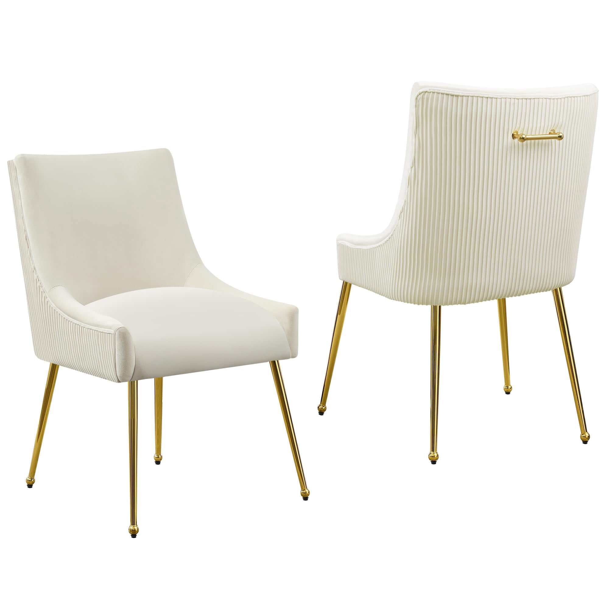 Mid Century Velvet Chairs Set of 2 with Gold Legs, Upholstered Dining ...
