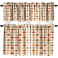 thumbnail image 1 of Mid Century Vintage Valances Set for Kitchen, Colorful Medieval Retro Abstract Geometric Blocks Home Decor Rod Pocket Window Drapes for Living Room Dining Room Office 52x18 Inch + 27x24 Inch X 2, 1 of 5