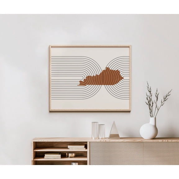Mid Century Wall Art Minimalist Kentucky Wall Art And Decor Abstract Mid Century Modern Prints Kentucky State Map Print Kentucky Gift