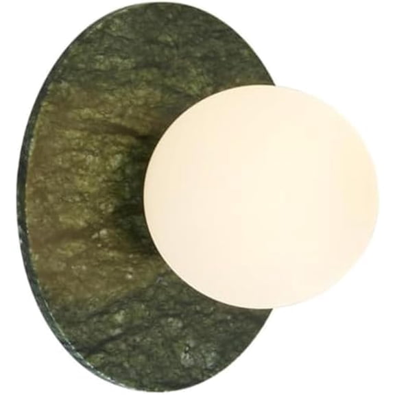 Mid Century Wall Light Sconce, 5W Natural Green Jade & Glass Lampshade, 3000K Warm Light for Living Room$$Tools & Hardware Other