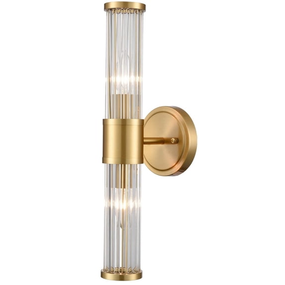 Moose Modern 2-Light Gold Dimmable LED Wall Sconce with Clear Glass Shades