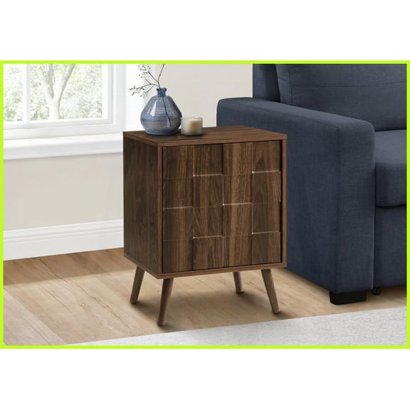 Mid-Century Walnut Laminate Coffee Table 23" Tall - Space-Saving with Storage & Easy-Clean Top