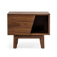 thumbnail image 1 of Mid Century Walnut Light Brown Nightstand with One Drawer and One Shelf, 1 of 7