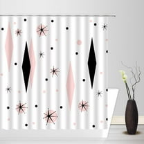 Mid Century Waterproof Shower Curtain Modern Abstract Atomic Diamond Polka Dots Retro 1950s Geometric Bathroom Decor Polyester Curtains with Hooks 54"W x 78"L (Pack of 1)