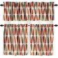 thumbnail image 1 of Mid Century Window Valance,Drop Shapes Abstract Triangular Retro Printed Pattern Curtain Valance for Kitchen Bedroom Bathroom 54''''x18''''+27''''x24''''x2（3 Piece）, Style-4, 1 of 5