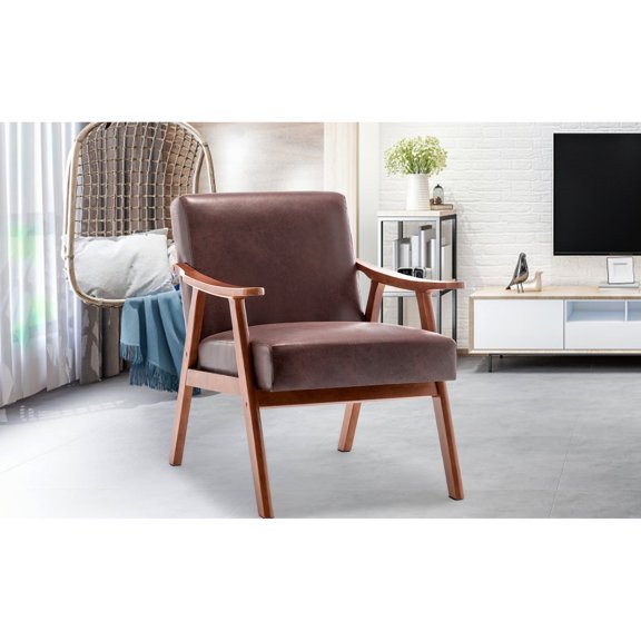 Mid-Century Wingback Chair | Suitable for Balcony, Bedroom & Living Room | Natural Wooden Frame with Pastel Colors | Comfortable Seating for Leisure