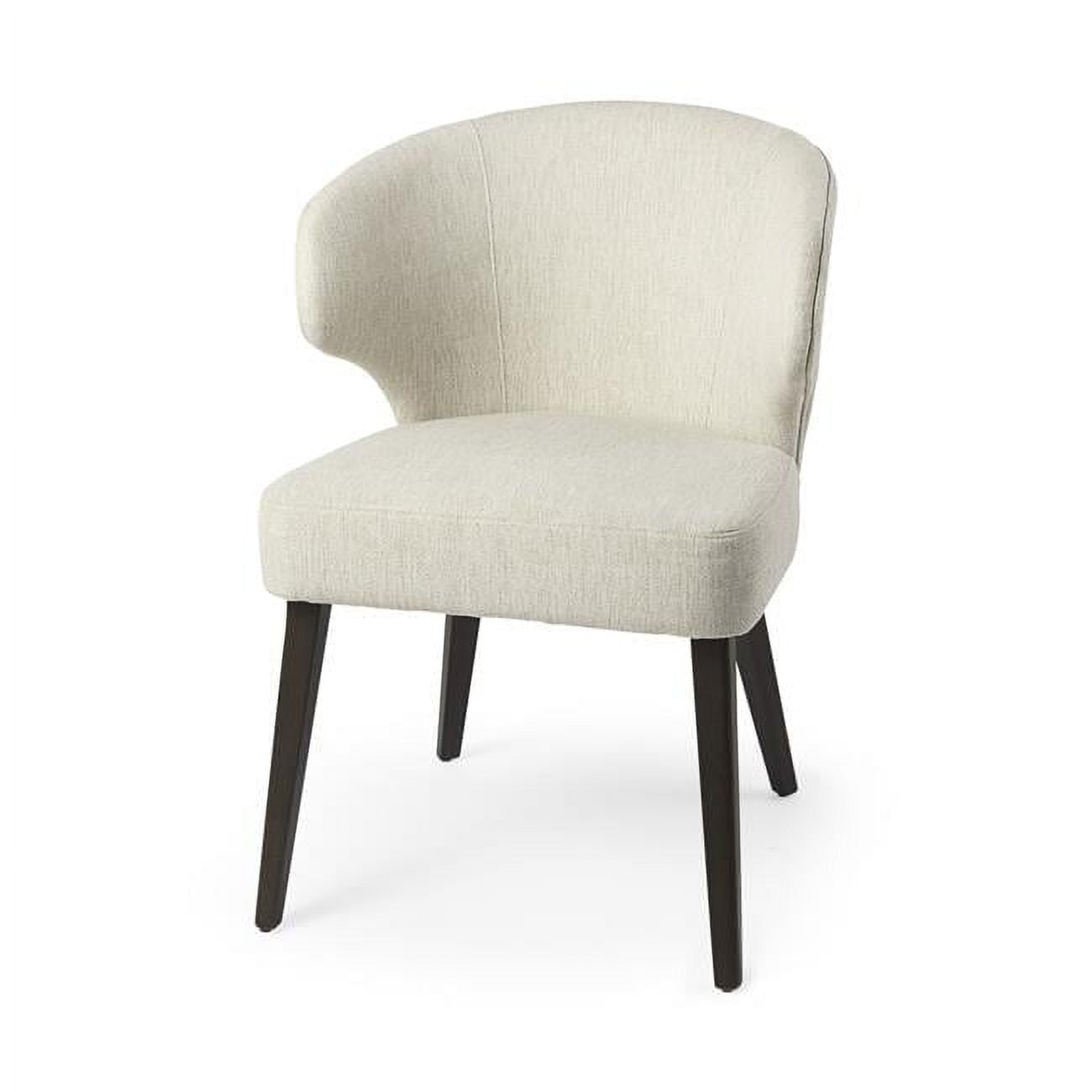 Ivory and Black Upholstered Low Back Arm Chair with Wood Legs