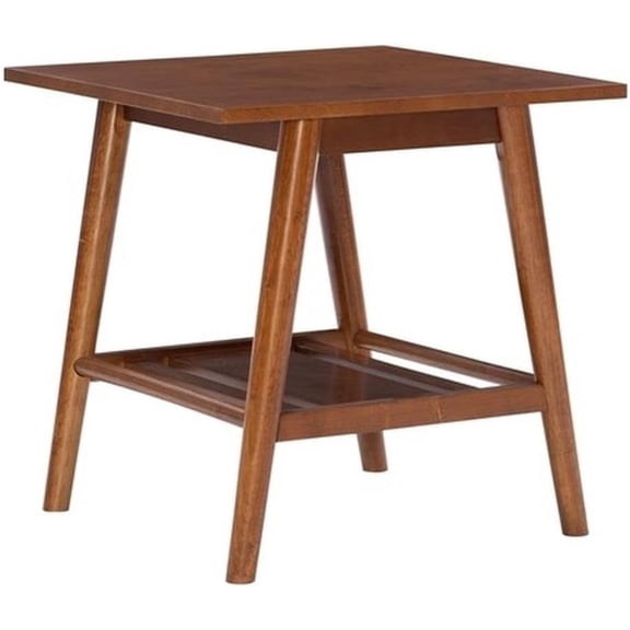 Mid-Century Wood End Table in Warm Walnut Stained