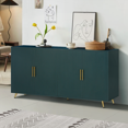 thumbnail image 1 of Mid-Century Wood TV Stand with Storage Cabinet & Adjustable Shelves - Navy Blue Media Console for Living Room/Bedroom (Fits 65” TVs), 1 of 15