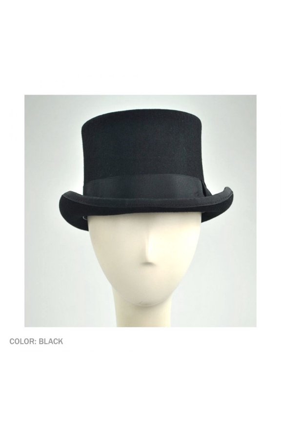 Mid Crown Wool Felt Top Hat - XXL - Black