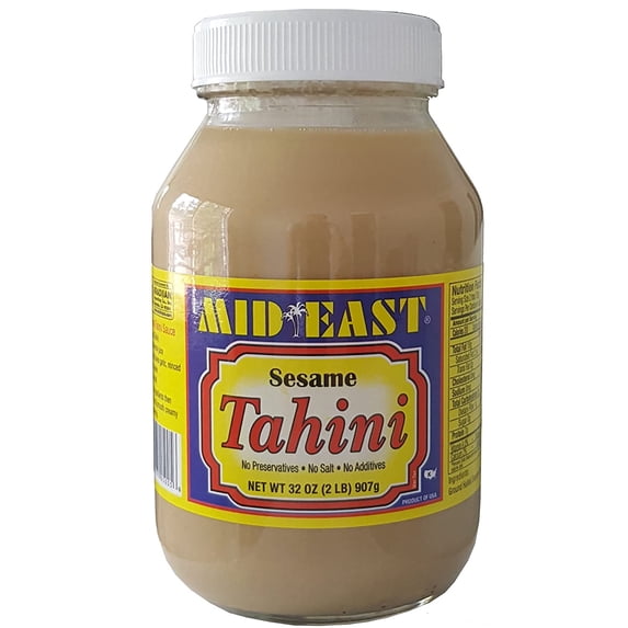 Mid East Sesame Tahini, 2 lb (32 oz) Jar – Ground Sesame Paste for Authentic Middle Eastern Dishes