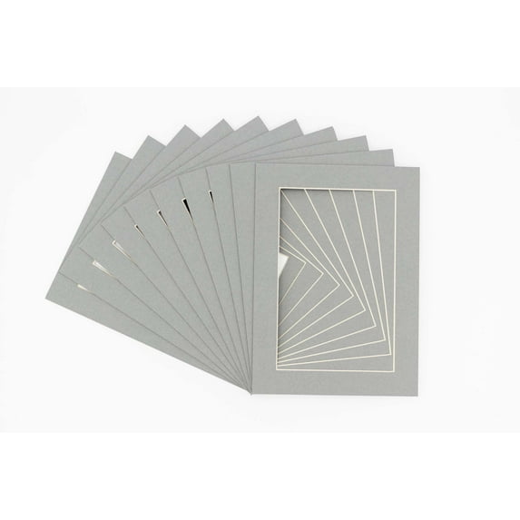 Mid Grey Acid Free 16x20 Picture Frame Mats with White Core Bevel Cut for 8x10 Pictures - Fits