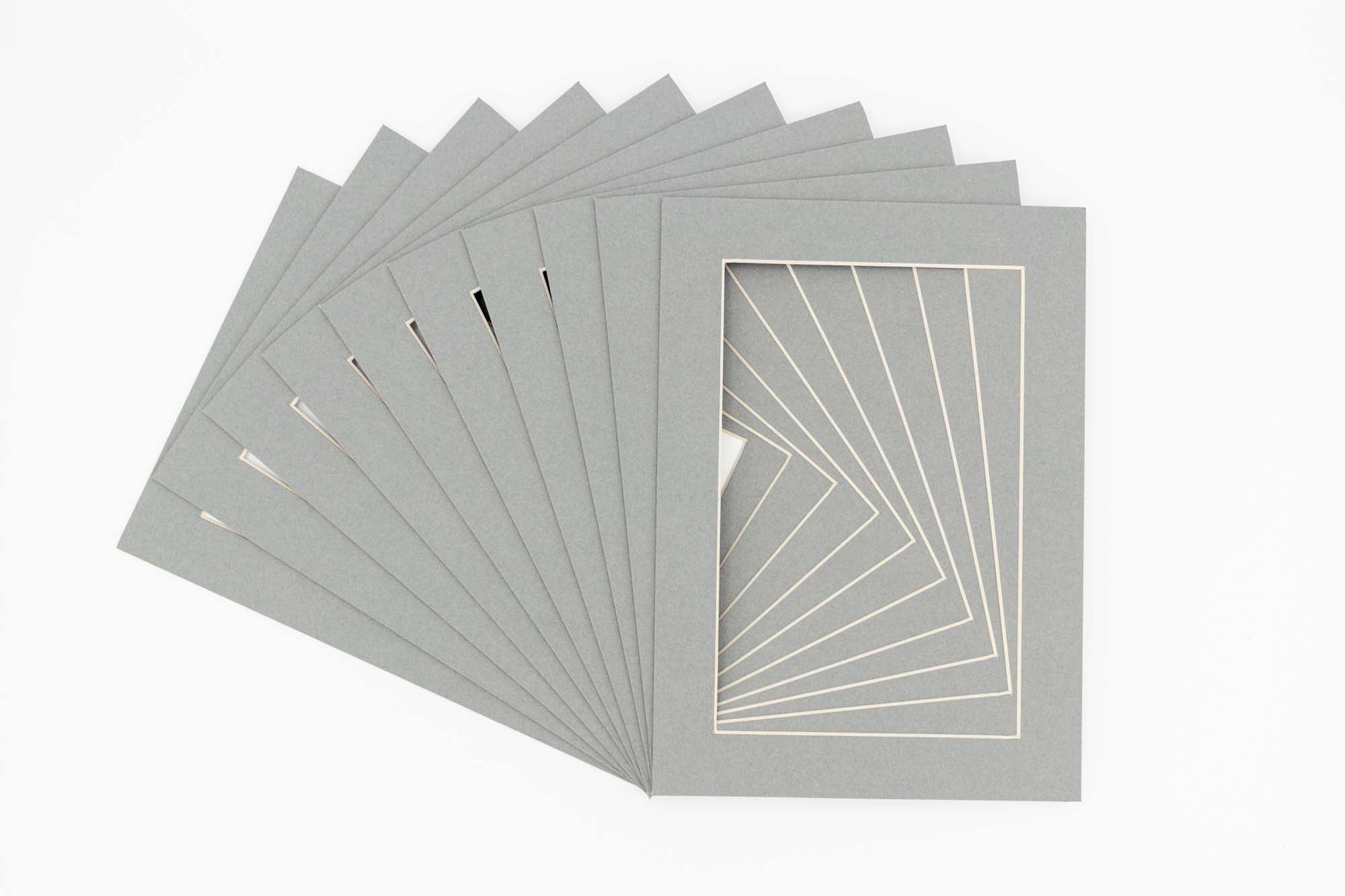 Mid Grey Acid Free 5x7 Picture Frame Mats with White Core Bevel