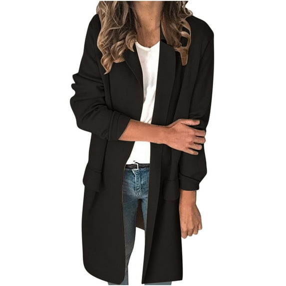 Mid Length Blazer For Women Casual Solid One Button Long Sleeve Business Casual Suit Jacket