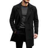 Men's Essential Checks Mid Length for Men Double Breasted Wool Blend Notched Lapel Relaxed Fit ...