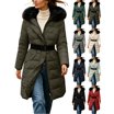 Winter Coats for Women Mid-Length Windproof Fleece Thick Warm Quilted ...