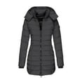 thumbnail image 1 of Mid Length Puffer Jackets for Women with Detachable Hood Dual-Zip Winter Cotton Down Coat Warm Long Overcoats (3XL, Black), 1 of 6