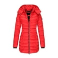 thumbnail image 1 of Mid Length Puffer Jackets for Women with Detachable Hood Dual-Zip Winter Cotton Down Coat Warm Long Overcoats (3XL, Red), 1 of 6