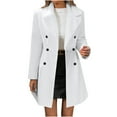 thumbnail image 1 of Mid Length Trench Coat Womens Dressy Casual Wool Blend Jacket with Faux Fur Notched Collar Double Breasted Overcoat (M, White), 1 of 7
