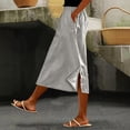thumbnail image 1 of Skirts for Women Midi Length Casual Side Button Skirt High Waisted Long Flowy Skirt Summer Beach Skirts XL, 1 of 7