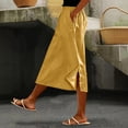 thumbnail image 1 of Skirts for Women Midi Length Casual Side Button Skirt High Waisted Long Flowy Skirt Summer Beach Skirts 2XL, 1 of 7