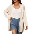 thumbnail image 1 of Mid-Long Cardigans for Women Soft Comfy Solid Color Open Front Sweater Outwear Casual Loose V Neck Cable Knit Jacket (Beige XL), 1 of 6