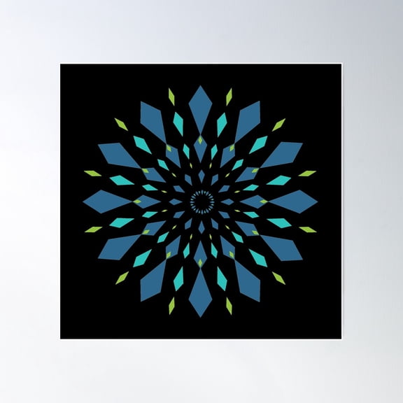 Mid Mod Mandala - Black Background Poster Wall Art, Modern Wall Decor For Living Room Bedroom, 24x24 UNFRAMED