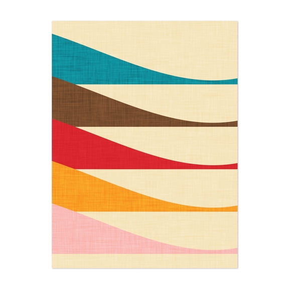 Mid Mod Waves - Digital Art Geometric Abstract Mid-Century Modern Minimalist Pattern Modern Art Retro Unframed Wall Art Print 5 x 7 inches