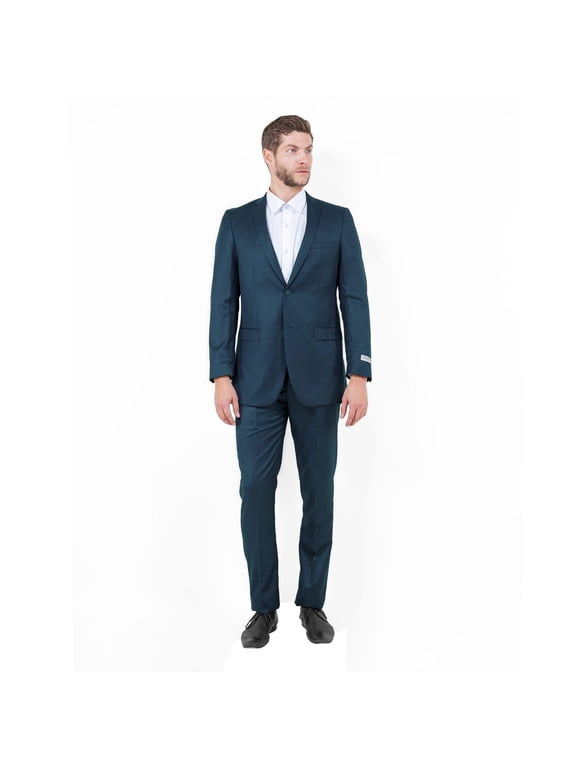 Mid. Navy Solid 2-PC Slim Fit Performance Stretch Suits