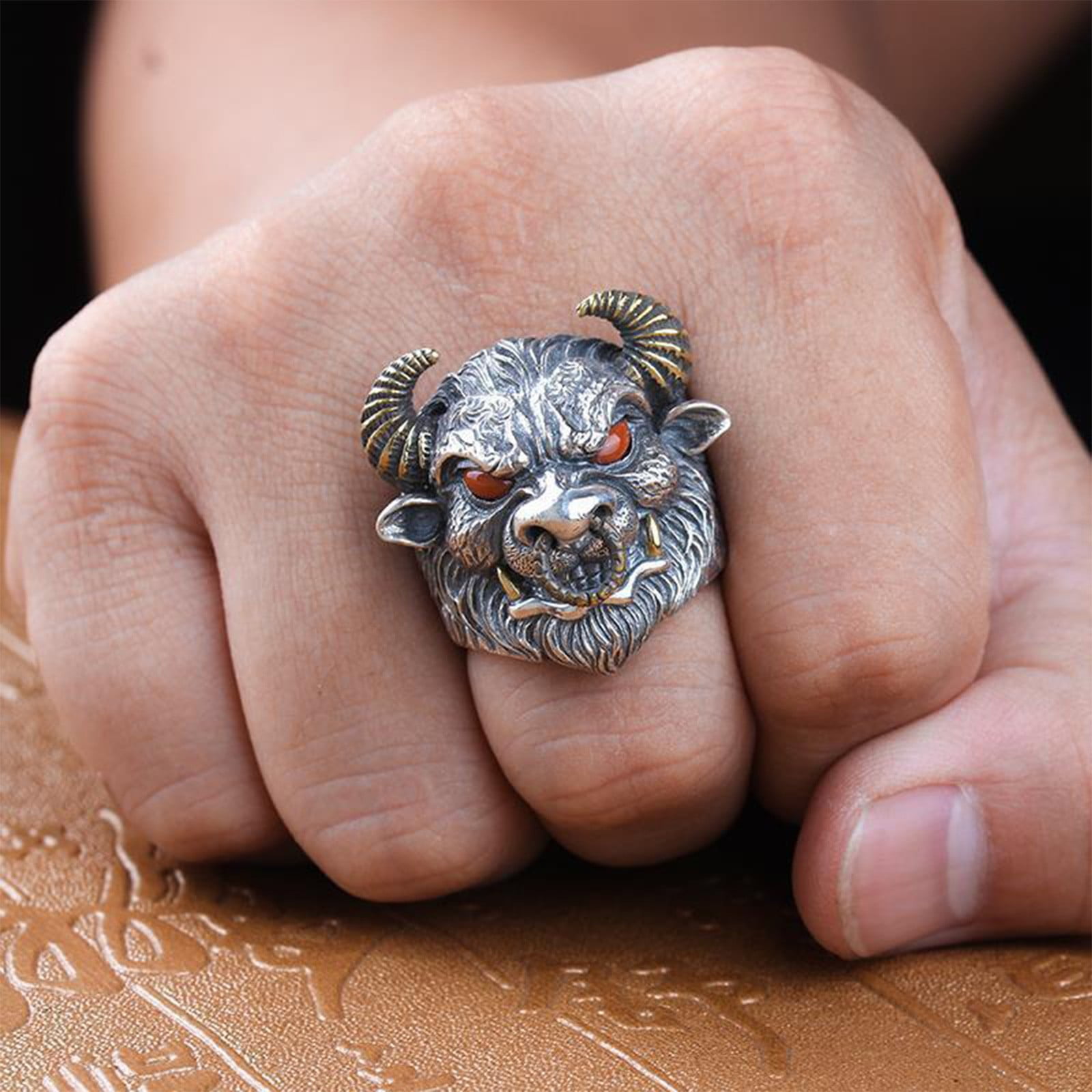 Mid Rings for Women Vintage Rings for Men Vintage Animal Head Ring Men ...