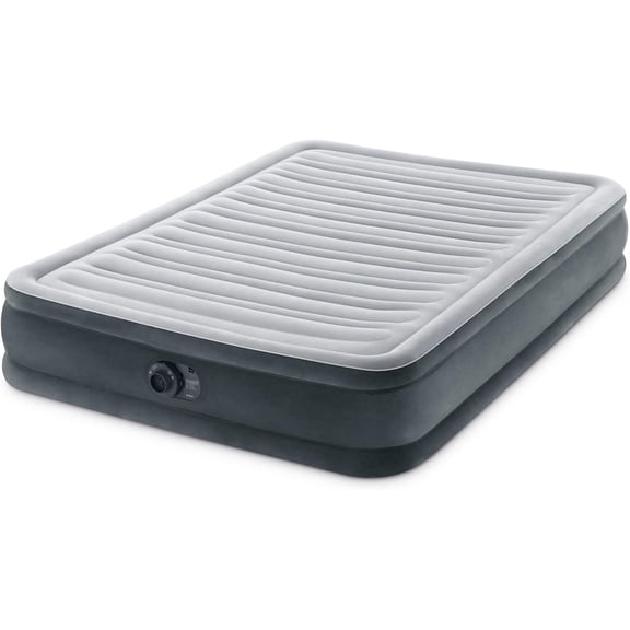 Mid-Rise Air Mattress Bed with Built-in Pump, Dura-Beam Deluxe Comfort Plush, Queen - Portable Luxury Travel Airbed for Adults, Camping, Guests