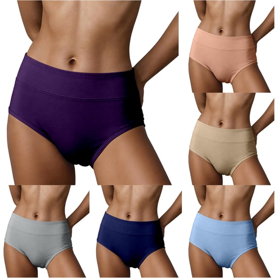 Mid Rise Breathable Soft Comfort Everyday Panties Multipack for Women Casual Season, L, Dark Purple