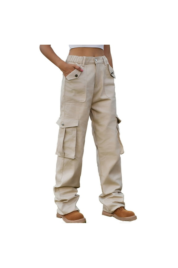 Mid Rise Jeans for Women Multi-Pocket Cargo Pants Baggy Straight Bootcut Denim Pants Cowgirl Casual Wide Leg Trousers