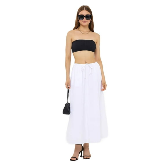 Mid-Rise Maxi Skirt with Drawstring