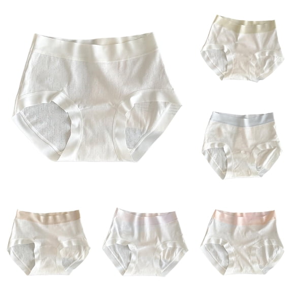 Mid Rise Panties With Extended Gusset And Contrast Waistband For Comfort Hygiene Women Casual Tee Everyday Underwear, XL, White