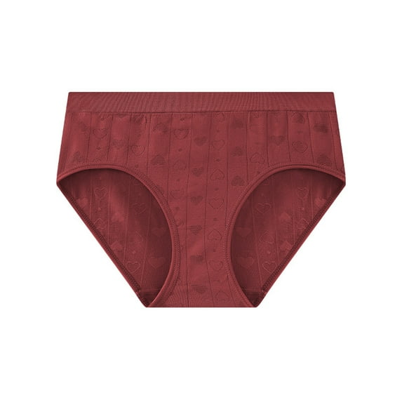 Mid Rise Panties for Women, Classic Brief or Bikini Cut for Plus Sizes, Soft Waistband & Full Coverage for Day-Long Comfort & Value Pack. Deep Red M