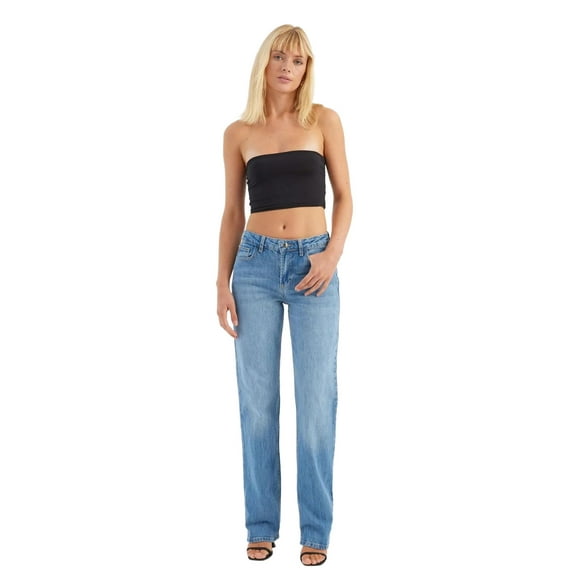 Mid Rise Straight Leg Jeans