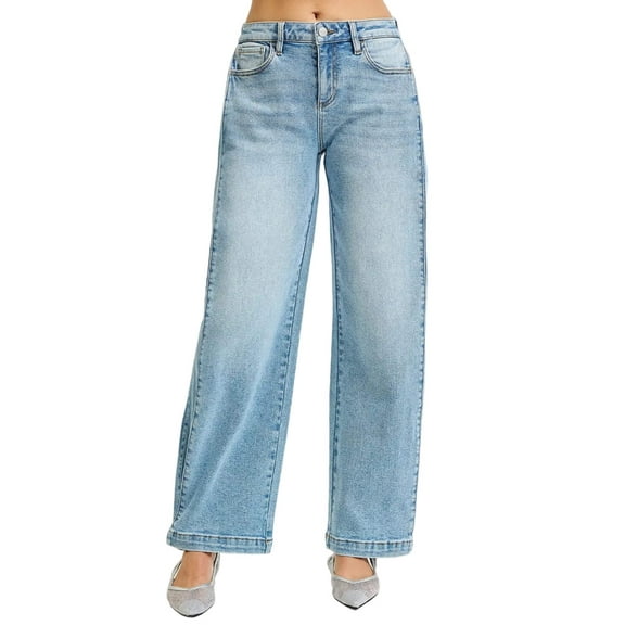 Mid Rise Wide Barrel Transferable Leg Snap Jeans