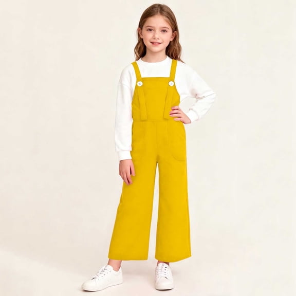 Mid Size Solid Color Pocket Jumpsuit, Casual and Comfortable Overalls for Everyday Wear