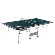 MD Sports Mid Size Ping Pong Table Tennis Table, 4 Piece Foldable Design with Net & Accessories, Dark Green