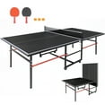 thumbnail image 1 of Mid-Size Table Tennis Table, SEGMART 8FT Foldable Outdoor Ping Pong Table with Net, 2 Table Tennis Paddles and 3 Balls, Portable Table Tennis Game Set for Indoor Outdoor, Black, 1 of 10