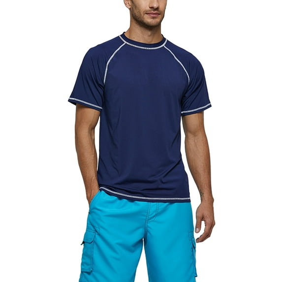 Mid-Ten Men Short Sleeve Swim Tops Swim Shorts Bottoms Rash Guard UV Sun Protection Basic Sport Beach Boys Surfing Shirt Diving Jellyfish Suit Swim Shirt Swimsuit Swimwear Beachwear