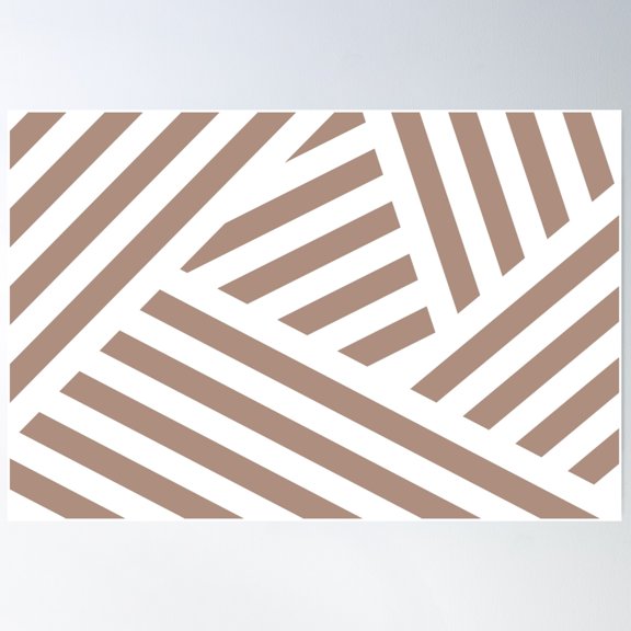 Mid-Tone Brown White Abstract Stripe Pattern Pairs 2023 Coty Redend Point Sw 9081 Poster Wall Art, Modern Wall Decor For Living Room Bedroom, 8x12 UNFRAMED