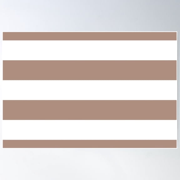 Mid-Tone Brown White Minimal Horizontal Stripe Pattern Pairs 2023 Coty Redend Point Sw 9081 Poster Wall Art, Modern Wall Decor For Living Room Bedroom, 24x36 UNFRAMED