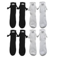 thumbnail image 1 of Holding Hands Socks, Couple Magnetic Hand Socks, Unisex Mid Tube Funny Hand In Hand Socks, 3D Doll Cute Gifts Socks for Women Men (Black&White,4Pairs), 1 of 7