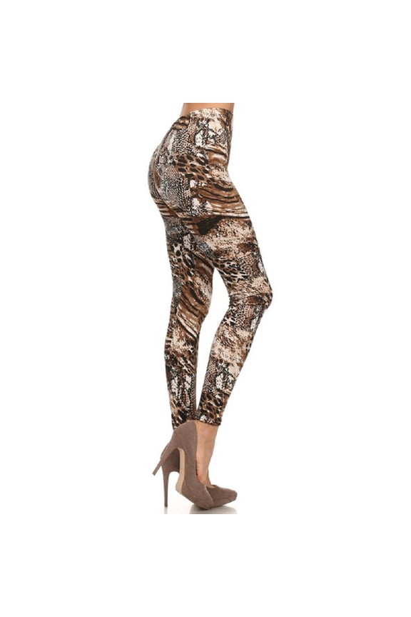 Mid-Waist Yoga Leggings Tummy Control Workout Running Slim Stretchy Activewear Pants - Animal Print