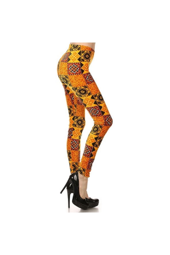 Mid-Waist Yoga Leggings Tummy Control Workout Running Slim Stretchy Activewear Pants - Islamic Pattern