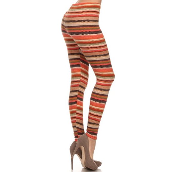 Mid-Waist Yoga Leggings Tummy Control Workout Running Slim Stretchy Activewear Pants - Tribal Sand dune Stripe