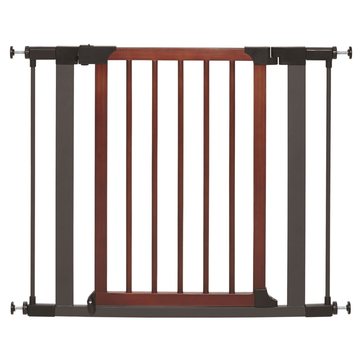 MidWest Homes for Pets 29-Inch Tall Pet Gate with Textured Graphite Frame and Decorative Wood Door, Expands to 38 Inches Wide, Includes 3-inch Extensions